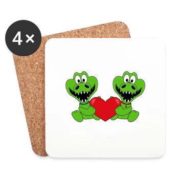 KROKODILE - TIERE - KIND - BABY - LIEBE - Untersetzer (4er-Set) - Weiß - Vorne