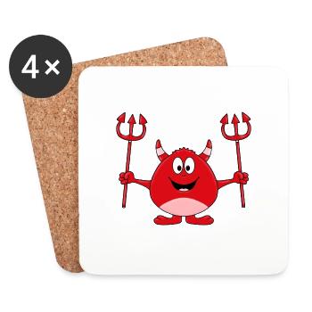 TEUFEL - HÖLLE - KIND - BABY - Untersetzer (4er-Set) - Weiß - Vorne