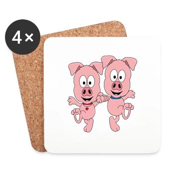 SCHWEINE - TANZEN - LIEBE - TANZPAAR - TANZSCHULE - Untersetzer (4er-Set) - Weiß - Vorne