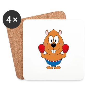 BOXER - BIBER - OTTER - TIER - KIND - BABY - Untersetzer (4er-Set) - Weiß - Vorne