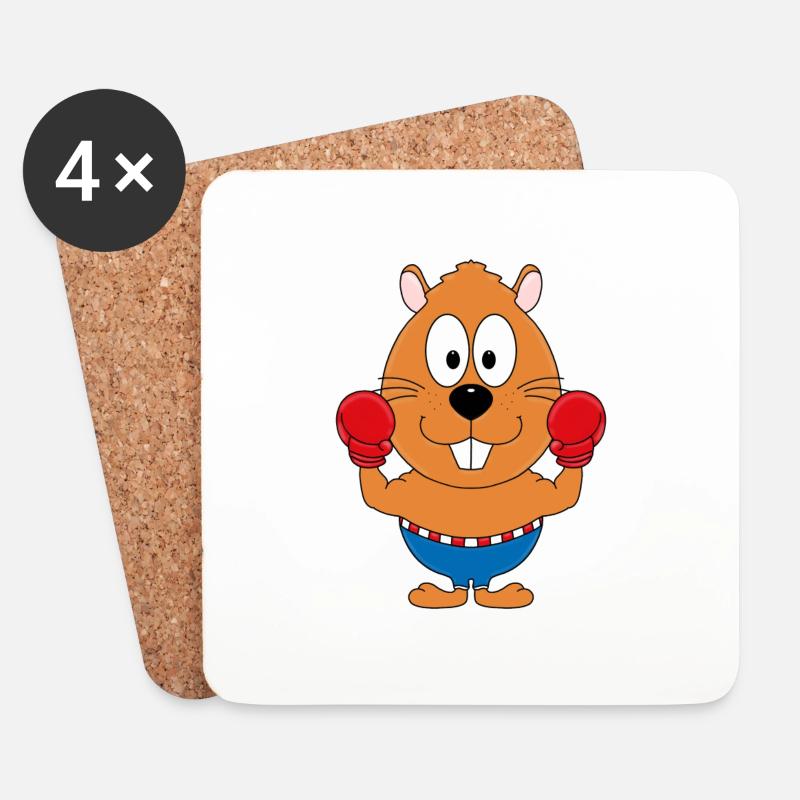 BOXER - BIBER - OTTER - TIER - KIND - BABY - Untersetzer (4er-Set) - Weiß