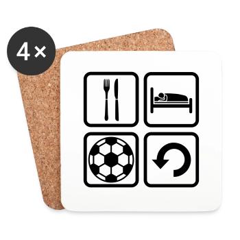Icônes Eat Sleep Football - Dessous de verre (lot de 4) - blanc - Devant