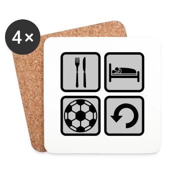 Football Eat Sleep Icons - Coasters (set of 4) - white - Front