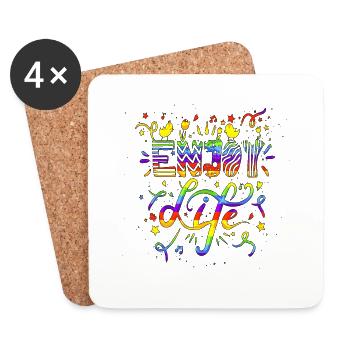 Pensez en dehors des sentiers battus pensées positives heureuses - Dessous de verre (lot de 4) - blanc - Devant