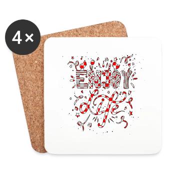 Pensez en dehors des sentiers battus pensées positives heureuses - Dessous de verre (lot de 4) - blanc - Devant