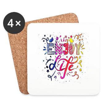 Pensez en dehors des sentiers battus pensées positives heureuses - Dessous de verre (lot de 4) - blanc - Devant