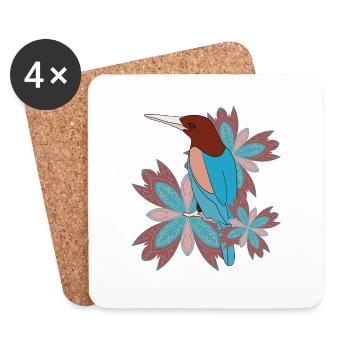 Mandala Vogel - Untersetzer (4er-Set) - Weiß - Vorne