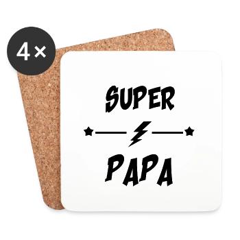 Super papa - Dessous de verre (lot de 4) - blanc - Devant