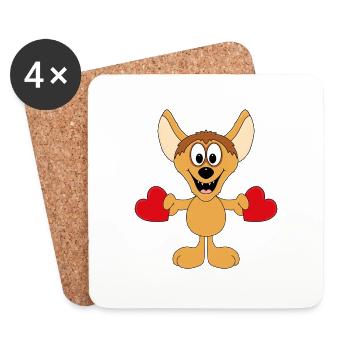 HYÄNE - LIEBE - TIER - KIND - BABY - Untersetzer (4er-Set) - Weiß - Vorne