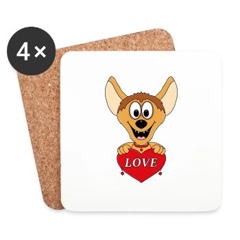 LIEBE - HYÄNE - TIER - KIND - BABY - Untersetzer (4er-Set) - Weiß - Vorne
