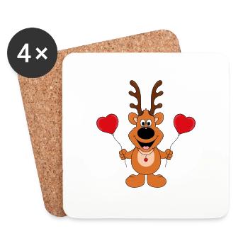 REH - LIEBE - TIER - KIND - BABY - Untersetzer (4er-Set) - Weiß - Vorne