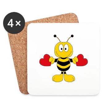 BIENE - LIEBE - TIER - KIND - BABY - Untersetzer (4er-Set) - Weiß - Vorne