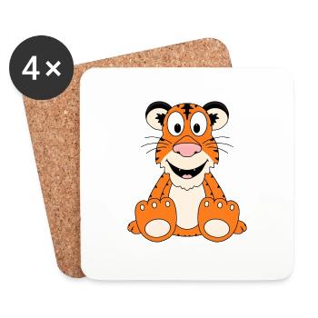 TIGER - LIEBE - TIER - KIND - BABY - Untersetzer (4er-Set) - Weiß - Vorne