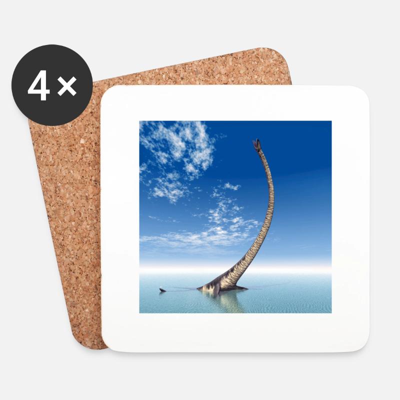 Plesiosaurier Elasmosaurus - Untersetzer (4er-Set) - Weiß