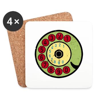 Colorful Dial Vintage Retro Phone Nostalgia - Coasters (set of 4) - white - Front
