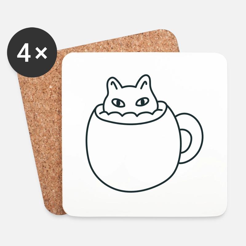 Süße kleine Katze in einem Becher - Untersetzer (4er-Set) - Weiß
