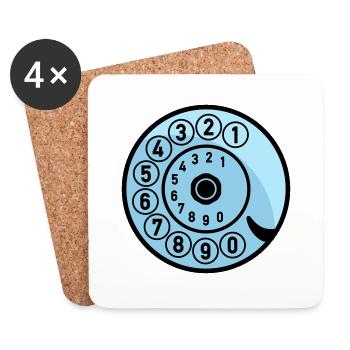 Dial Vintage Phone Call Retro Technology - Coasters (set of 4) - white - Front