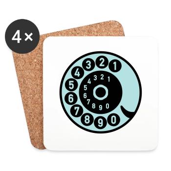 Dial Vintage Phone Call Retro Technology - Coasters (set of 4) - white - Front
