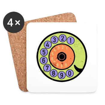 Colorful Dial Vintage Retro Phone Nostalgia - Coasters (set of 4) - white - Front