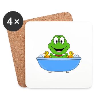 FROSCH - BADEWANNE - TIER - KIND - BABY - Untersetzer (4er-Set) - Weiß - Vorne
