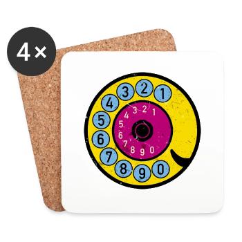 Colorful Dial Vintage Retro Phone Nostalgia - Coasters (set of 4) - white - Front