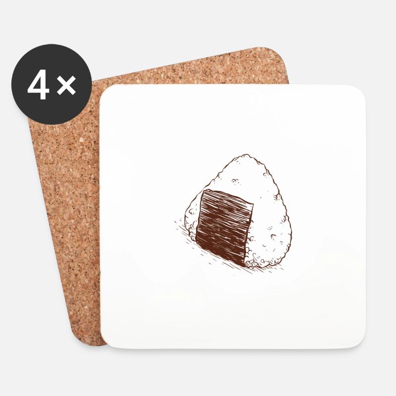 Onigiri Reis Design - Untersetzer (4er-Set) - Weiß