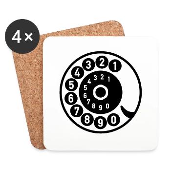Dial Vintage Phone Call Retro Technology - Coasters (set of 4) - white - Front