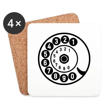 Dial Vintage Phone Call Retro Technology - Coasters (set of 4) - white - Front