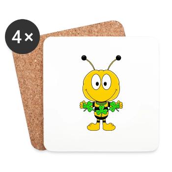 BIENE - KLEE - KLEEBLÄTTER - TIER - KIND - BABY - Untersetzer (4er-Set) - Weiß - Vorne