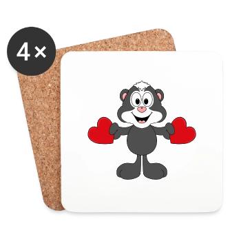STINKTIER - HERZEN - LIEBE - LOVE - TIER - KINDER - Untersetzer (4er-Set) - Weiß - Vorne