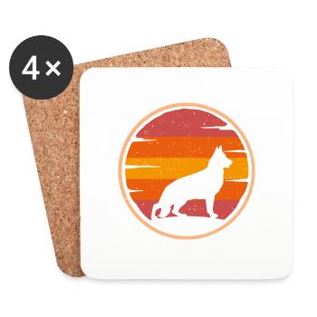 Schäferhund retro vintage Hundebesitzer Hund - Untersetzer (4er-Set) - Weiß - Vorne
