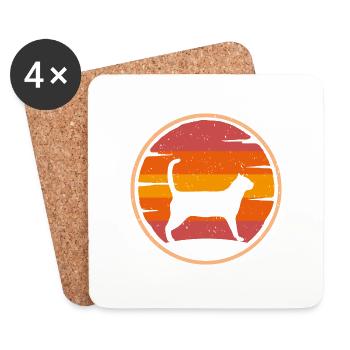 cat retro cat owner cat mom cat dad - Coasters (set of 4) - white - Front
