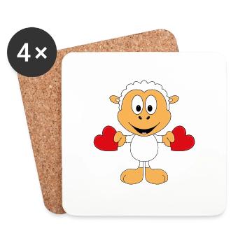 SCHAF - LIEBE - HERZEN - TIER - KIND - BABY - Untersetzer (4er-Set) - Weiß - Vorne