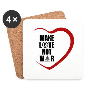 Make Love Not War - Bitcoin crée la paix dans le monde - Dessous de verre (lot de 4) - blanc - Devant