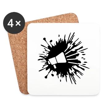 Drops of color splash megaphone symbol - Coasters (set of 4) - white - Front