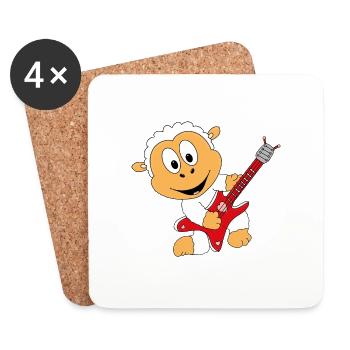 GITARRE - GITARRIST - MUSIK - SCHAF - TIER - BABY - Untersetzer (4er-Set) - Weiß - Vorne