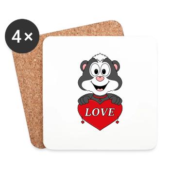 STINKTIER - LIEBE - LOVE - TIER - KIND - BABY - Untersetzer (4er-Set) - Weiß - Vorne