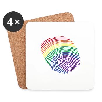 Empreinte digitale LGBTQ - Dessous de verre (lot de 4) - blanc - Devant