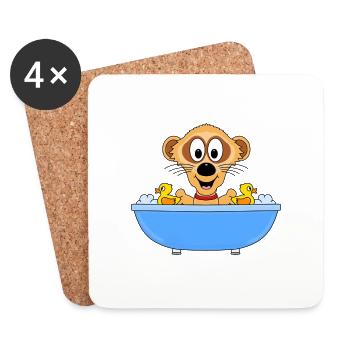ERDMÄNNCHEN - BADEWANNE - BADEENTEN - BADEN - Untersetzer (4er-Set) - Weiß - Vorne