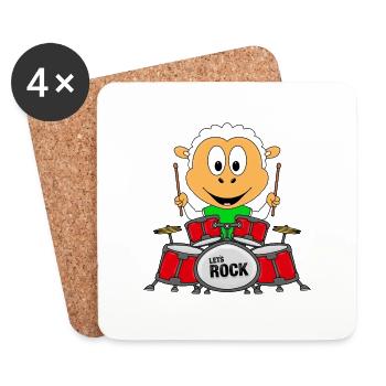 SCHAF - SCHLAGZEUG - MUSIK - MUSIKER - ROCK - Untersetzer (4er-Set) - Weiß - Vorne