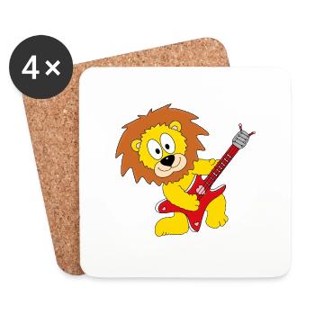 LÖWE - GITARRE - MUSIK - GITARRIST - LIEBE - TIER - Untersetzer (4er-Set) - Weiß - Vorne