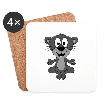 PANTHER - YOGA - PILATES - TIER - TIERISCH - FUN - Untersetzer (4er-Set) - Weiß - Vorne