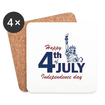 Statue of Liberty USA America Flag July 4 - Coasters (set of 4) - white - Front