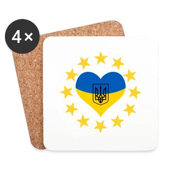 Le cœur de l’Ukraine avec les étoiles de l’UE - Dessous de verre (lot de 4) - blanc - Devant