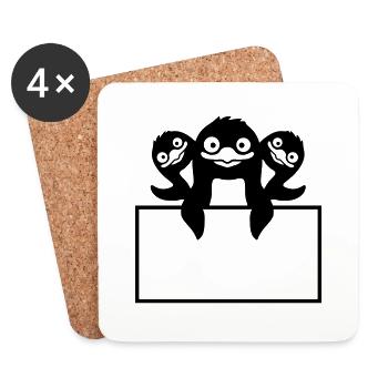 Encadré 3 Bouclier des pingouins - Dessous de verre (lot de 4) - blanc - Devant