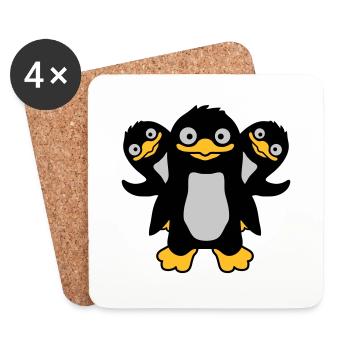 3 lustige Pinguin Freunde - Untersetzer (4er-Set) - Weiß - Vorne