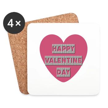 Happy valentine day - Untersetzer (4er-Set) - Weiß - Vorne