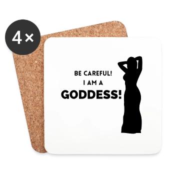Be careful! A am a Goddess! - Coasters (set of 4) - white - Front
