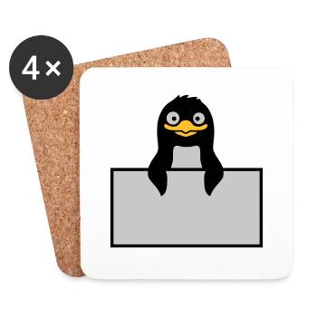 Alberner Penguin behind Schild - Coasters (set of 4) - white - Front