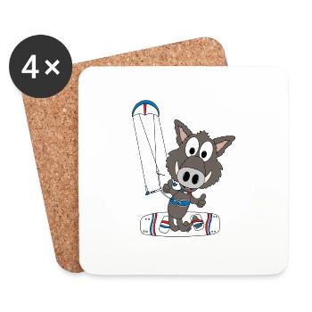 KITESURFER - KITER - KITE - WILDSCHWEIN - TIERISCH - Untersetzer (4er-Set) - Weiß - Vorne